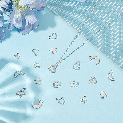 120Pcs 12 Styles Stainless Steel Charms STAS-WR0001-22-1