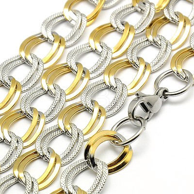 Fashionable 304 Stainless Steel Double Link Chain Necklaces STAS-A028-N058C-1