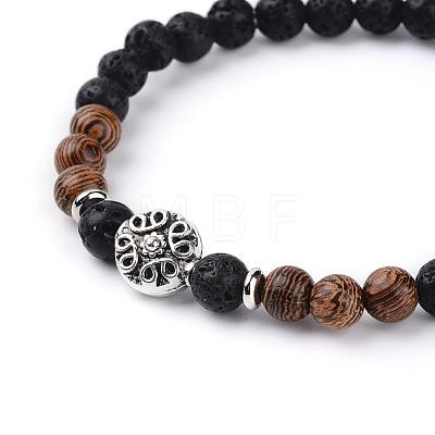 Natural Lava Rock Beads Stretch Bracelets BJEW-JB03395-01-1