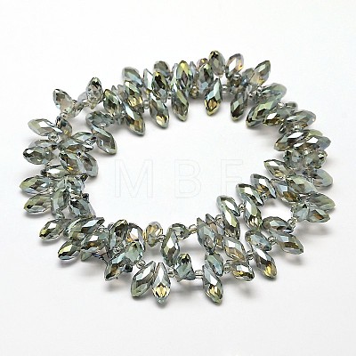 Faceted Teardrop Full Rainbow Plated Electroplate Glass Beads Strands EGLA-J131-FR12-1