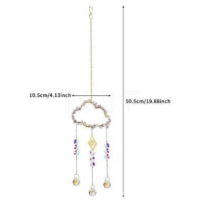 Alloy Cloud with Natural Amethyst Chips Beaded Hanging Pendant Decorations PW-WG24607-04-1