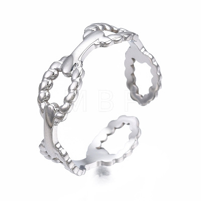 304 Stainless Steel Oval Wrap Open Cuff Ring RJEW-T023-18P-1