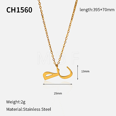 304 Stainless Steel Arabic Initial Letter Pendant Necklaces FS-WG7B6CA-10-1