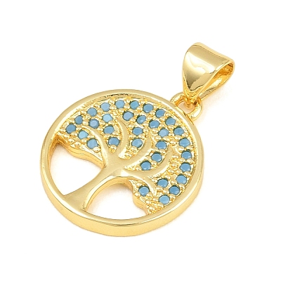 Brass Micro Pave Sky Blue Cubic Zirconia Pendants CU-CBA4A93-02A-G-1