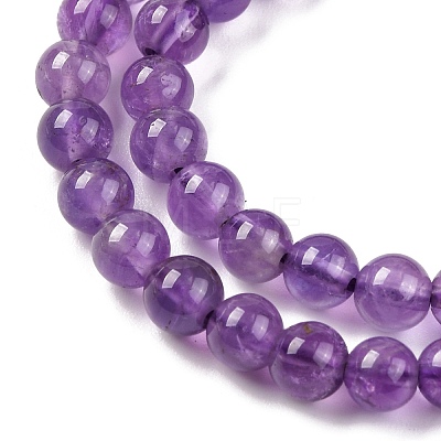 Natural Amethyst Round Bead Strands G-M212-4mm-01B-1
