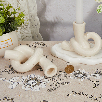 SUPERFINDINGS 2Pcs 2 Styles Ceramic Candle Holder AJEW-FH0004-10-1