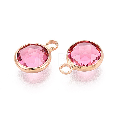 Golden Tone Brass Glass Charms GLAA-ZX008-24J-G-1