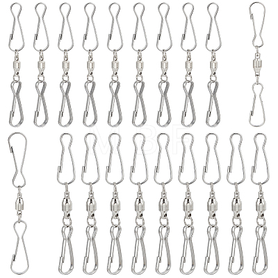 Gorgecraft 20Pcs 2 Style Stainless Steel Spinning Dual Clip Swivel Hooks AJEW-GF0004-84-1