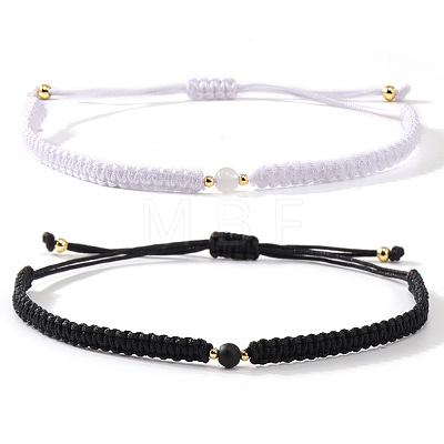 2Pcs Adjustable Valentine's Day Couple Braided Bracelet Sets BJ0894-1-1
