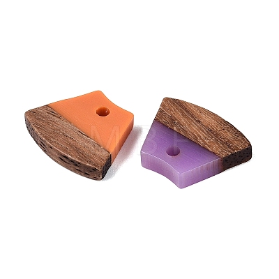 Opaque & Transparent Resin & Walnut Wood Pendants RESI-N053-34-1
