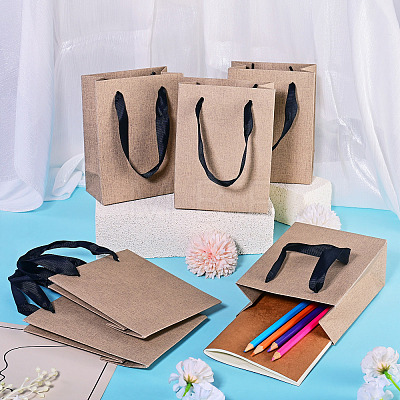 10Pcs Paper Gift Tote Bags with Nylon Ribbon Handles ABAG-TA0002-31B-1