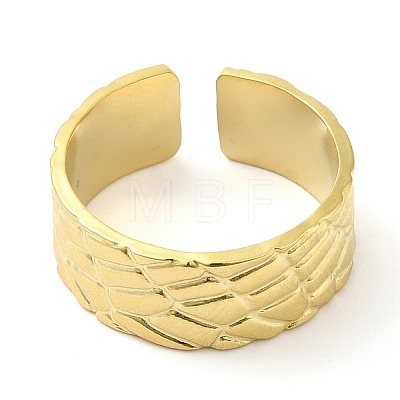 304 Stainless Steel Textured Open Cuff Ring for Women RJEW-I098-23G-1