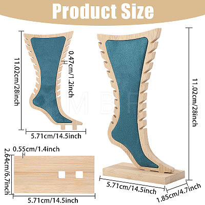 Foot Shaped Wood Anklet Storage Jewelry Rack ODIS-WH0106-23-1