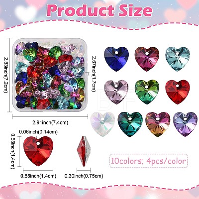 40Pcs 10 Colors Faceted Glass Charms GLAA-FS0002-68-1