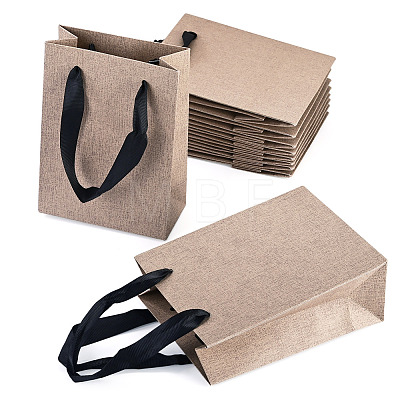 10Pcs Paper Gift Tote Bags with Nylon Ribbon Handles ABAG-TA0002-31B-1