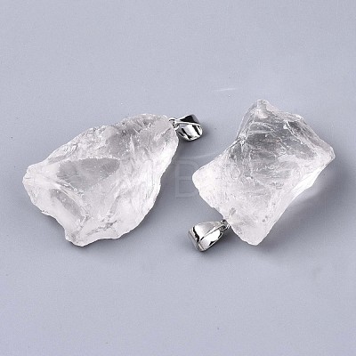 Raw Rough Natural Quartz Crystal Pendants G-N0326-52-1