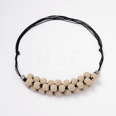 (Jewelry Parties Factory Sale)Lava Rock Beaded Necklaces NJEW-D204-03-1