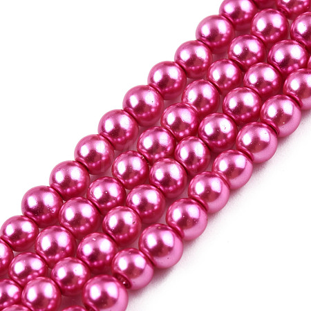 Baking Paint Pearlized Glass Pearl Round Bead Strands X-HY-Q003-6mm-10-1
