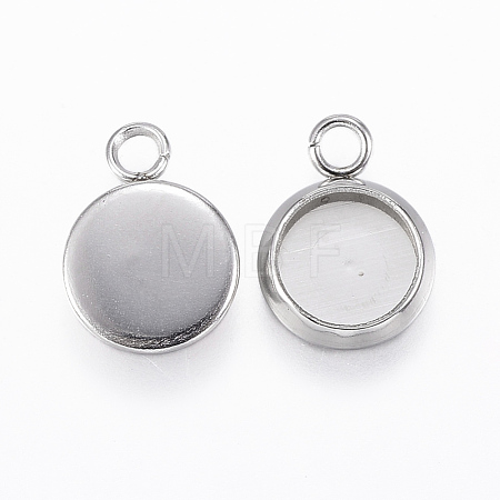 Non-Tarnish 304 Stainless Steel Pendant Cabochon Settings X-STAS-E146-18P-6mm-1