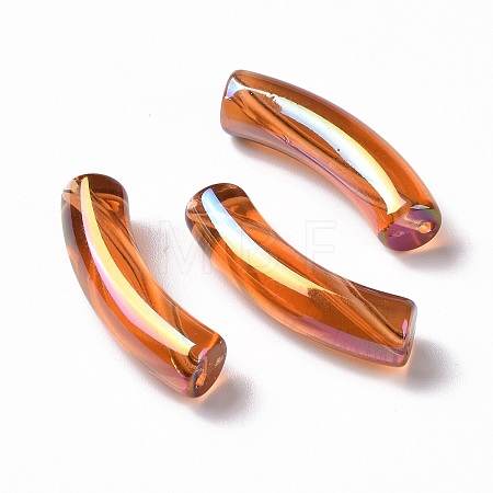 UV Plating Transparent Rainbow Iridescent Acrylic Beads OACR-A016-01A-1