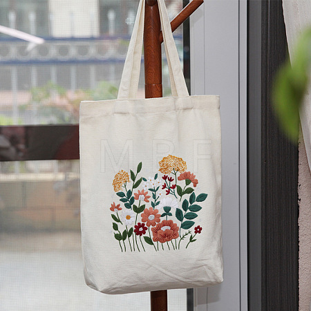 DIY Flower Pattern Tote Bag Embroidery Kit PW22121383429-1