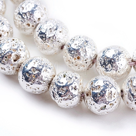 Electroplated Natural Lava Rock Bead Strands G-E429-01-10mm-S-1