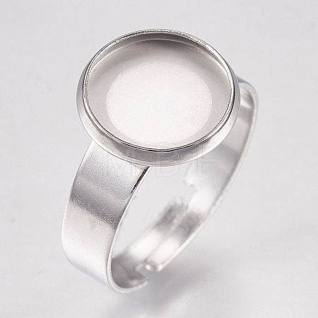 Tarnish Resistant 304 Stainless Steel Pad Ring Settings STAS-G173-19P-10mm-1