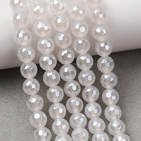 Electroplated Natural Agate Beads Strands G-B191-A07-6mm-20-1