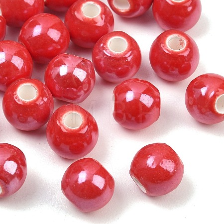 Glazed Porcelain Round Beads PORC-S489-8mm-14-1