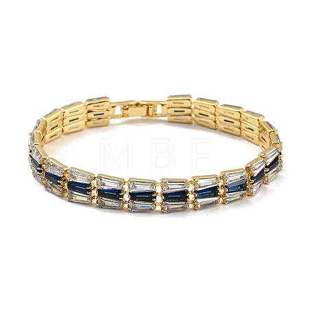 Rack Plating Brass Rectangle Link Bracelet BJEW-Q771-09G-1