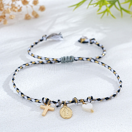 Religion Brass & Natural Shell Charm Bracelets KR4902-9-1