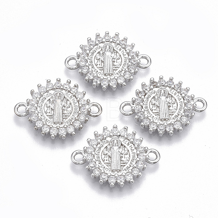 Brass Micro Pave Cubic Zirconia Links Connectors ZIRC-T005-035B-P-1