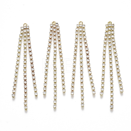 Brass Rhinestone Cup Chain Big Pendants KK-R129-09G-1