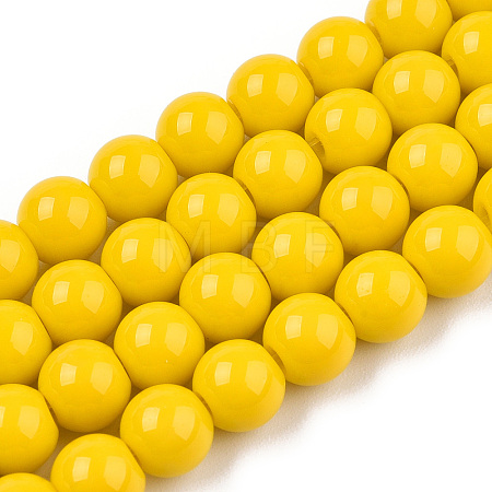 Opaque Solid Color Glass Beads Strands GLAA-T032-P6mm-08-1