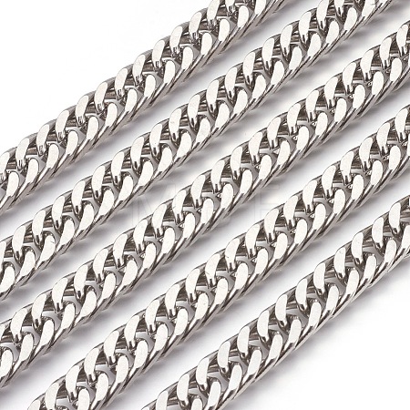 Tarnish Resistant 3.28 Feet 201 Stainless Steel Cuban Link Chains X-CHS-L017-17D-1