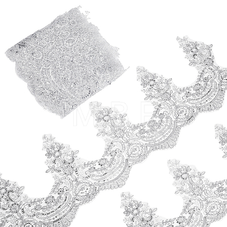 5Yards Polyester Flower Lace Ribbon OCOR-NB0002-88-1
