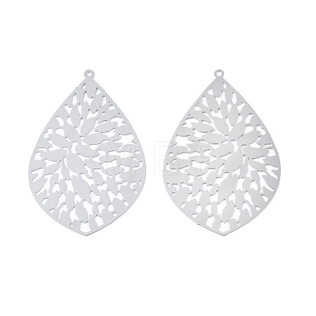 Non-Tarnish 201 Stainless Steel Filigree Big Pendants X-STAS-S118-050-1