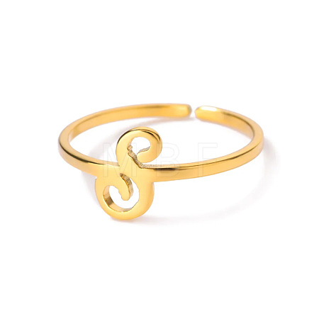 Adjustable 201 Stainless Steel Letter Open Cuff Rings for Women FS-WG61269-19-1