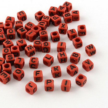 Letter Style Opaque Acrylic Beads SACR-S753-01-1