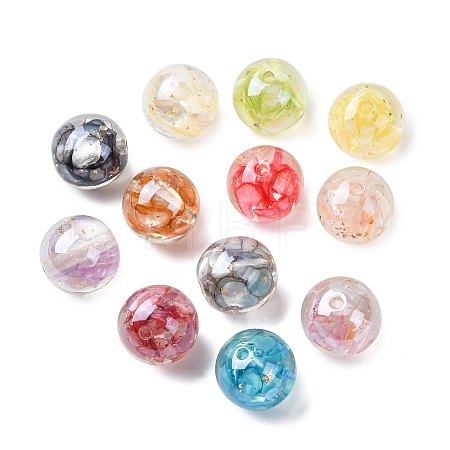 Transparent Resin & Natural Shell Beads X-RESI-B039-07-1