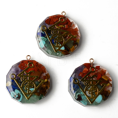 Flat Round Epoxy Resin Pendants G-R478-22B-1