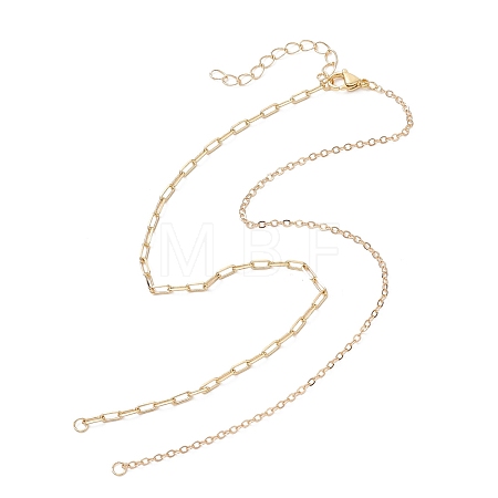 Brass Cable Chain Paperclip Chain Necklace Making AJEW-JB01468-1