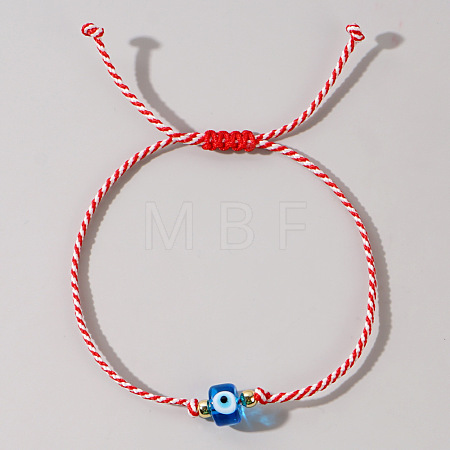 Adjustable Glass Evil Eye Braided Bead Bracelets for Men and Women PI2315-4-1
