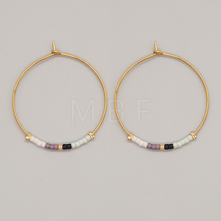 Bohemian Handmade Glass Seed Beads Hoop Earrings AM1646-1-1