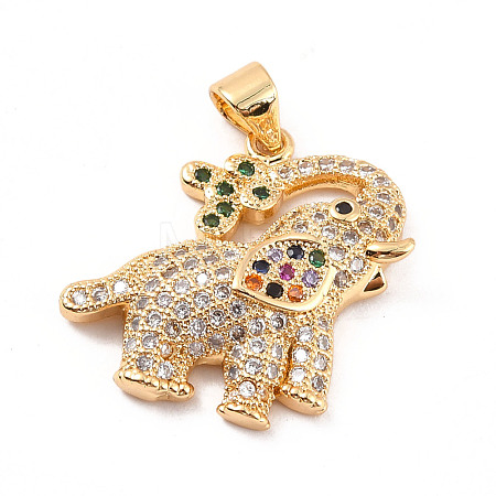 Rack Plating Brass Micro Pave Cubic Zirconia Pendants ZIRC-C035-16G-1