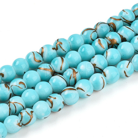 Baking Paint Glass Beads Strands DGLA-N010-6mm-03-1