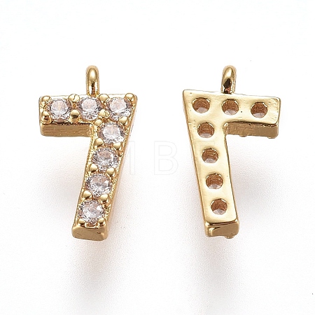 Brass Micro Pave Clear Cubic Zirconia Charms ZIRC-L075-60A-07G-1