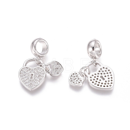 Brass Micro Pave Cubic Zirconia European Dangle Charms ZIRC-E163-13P-1