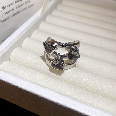 Alloy Rhinestone Cuff Open Rings WG2A83A-04-1
