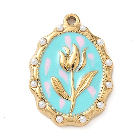 304 Stainless Steel Enamel Pendants STAS-H483-42G-02-1
